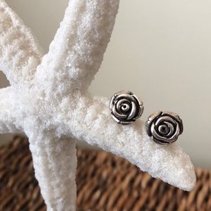 Sterling Silver Floral Post Earrings